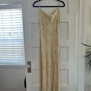 Long Yellow dress (not silk but resembles material)